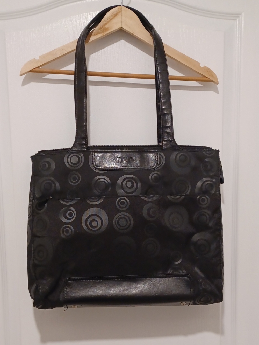 NUO Black Circle-Print Laptop Tote